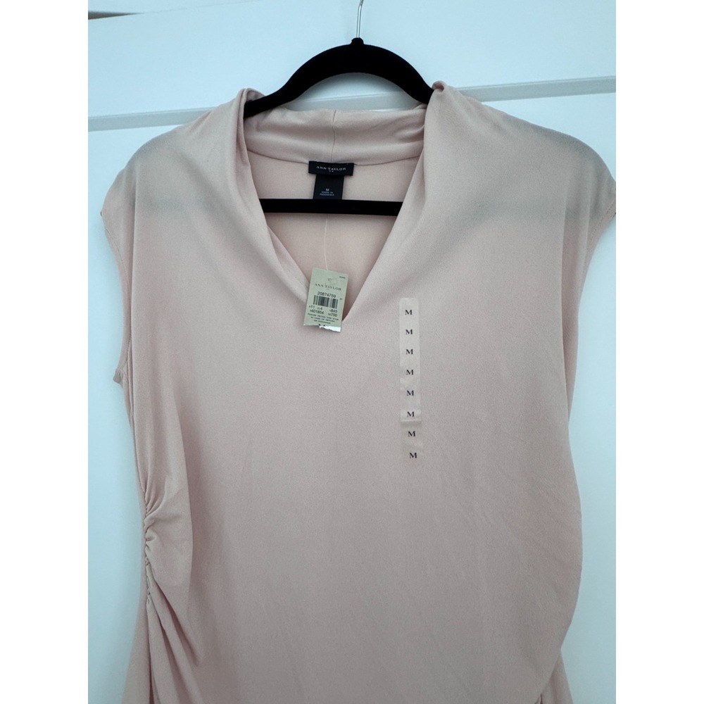 Ann Taylor Women Pink Blouse Size M Cap Sleeve Ruched Draped Top